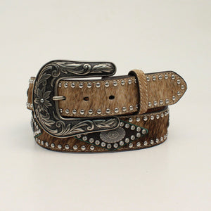 Nocona Ladies Calf Hair Oval Concho Belt