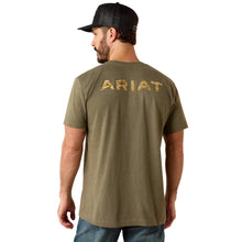 Load image into Gallery viewer, Ariat Men's Military Green Heather Back Logo Short Sleeve T-Shirt
