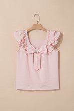 Load image into Gallery viewer, Pink Textured Bow Knot Butterfly Sleeve Blouse
