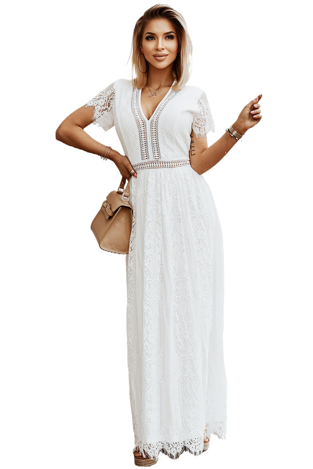 boutique lace dress Apricot Lace Dress main image 1