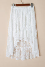 Load image into Gallery viewer, White Lace Ruffled High-Low Hem Midi Skirt
