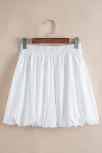 White Bubble Mini Skirt with Pockets