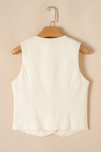 Load image into Gallery viewer, White Slim Fit Buttoned V Neck Vest
