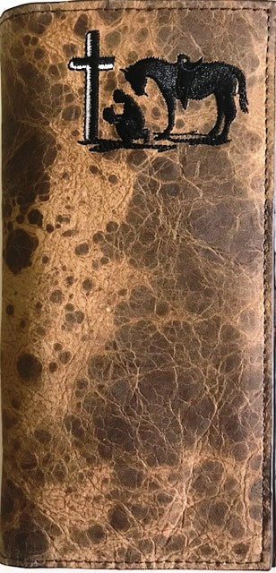 Twisted X Tan Tooled Rodeo Wallet with Praying Cowboy