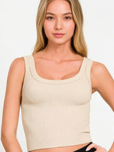 Load image into Gallery viewer, Women's Ribbed Cropped Scoop Neck Tank Top
