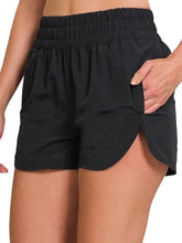 Load image into Gallery viewer, Women's Windbreaker Smocked Waistband Track Shorts
