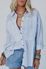 Load image into Gallery viewer, Sky Blue Striped Button-Up Long Sleeve
