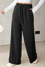 Load image into Gallery viewer, Black Scuba Drawstring Elastic Waistband Sweatpants
