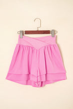 Load image into Gallery viewer, Bright Pink Crossed Waist Tiered Flowy Shorts
