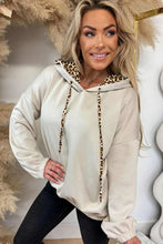 Load image into Gallery viewer, Jet Stream Elastic Cuffs Leopard Contrast Drawstring Hoodie
