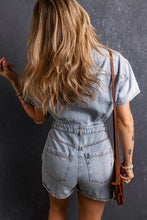 Load image into Gallery viewer, Light Blue Vintage Washed Denim Romper
