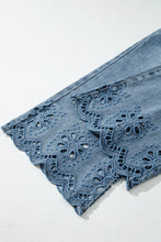 Load image into Gallery viewer, Dusk Blue Embroidered Cropped Wide Leg High-Rise Jeans
