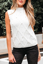 Load image into Gallery viewer, White Pearled High Neck Knit Sweater Vest
