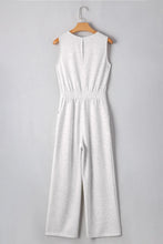 Load image into Gallery viewer, Light Grey Solid Color High-Waisted Crewneck Jumpsuit
