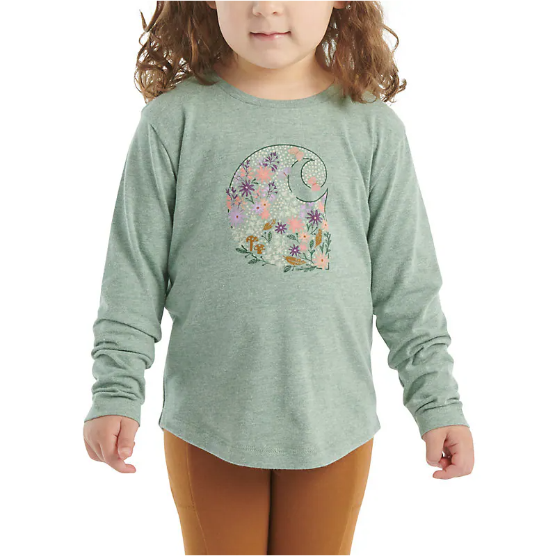 Girl's Carhartt Floral Logo Long-Sleeve T-Shirt