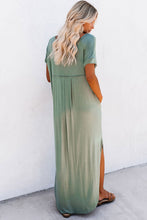 Load image into Gallery viewer, Green V Neck Maxi Dress
