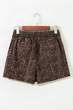 Load image into Gallery viewer, Brown Leopard Print Elastic Waistband Drawstring Denim Skort
