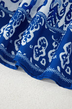 Load image into Gallery viewer, Blue Floral Puff Sleeve V-neck Maxi Dress
