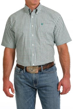 Cinch Men's Plaid Western Button-Down Short Sleeve Shirt