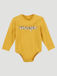 Wrangler Baby Girl's Floral Logo Long Sleeve Bodysuit