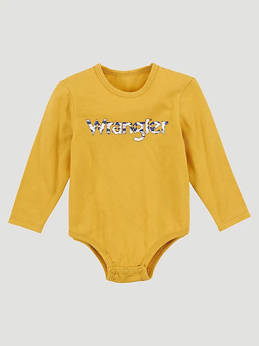 Wrangler Baby Girl's Floral Logo Long Sleeve Bodysuit