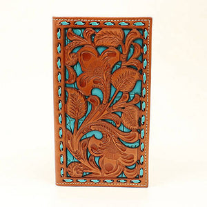 Rodeo Wallet Embossed Underlay Tan/Turquoise