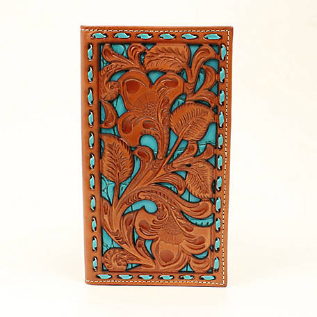 Rodeo Wallet Embossed Underlay Tan/Turquoise