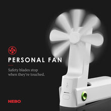 Load image into Gallery viewer, Nebo Rechargeable Power Bank and 150 Lumen Flashlight with Personal Fan
