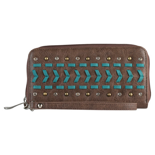 Justin Wallet Turquoise Stitch & Brown