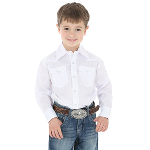 Boy's White Long Sleeve Western Snap Dress Shirt