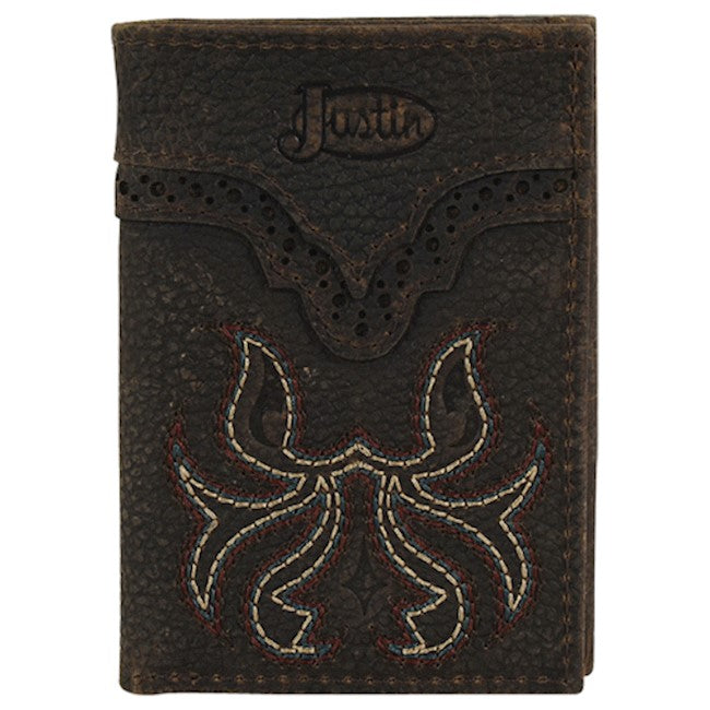 Justin Trifold Boot Stitch Wallet