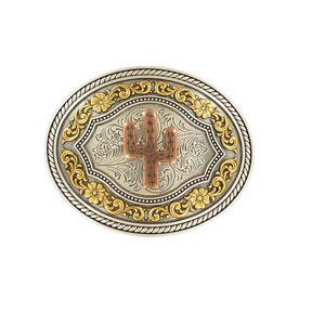 Nocona Oval Floral Cactus Belt Buckle