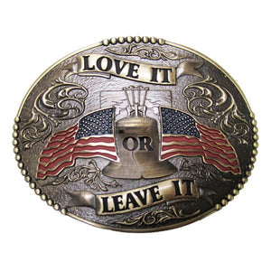 Love It or Leave It with American Flags Buckle