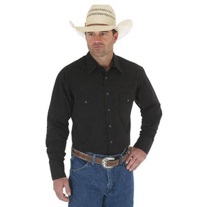 Wrangler® Western Snap Shirt - Long Sleeve Solid Broadcloth