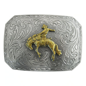 Andwest Etched Bronc Rider Buckle