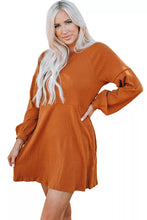Load image into Gallery viewer, Round Neck Empire Waist Ribbed Knit Dress
