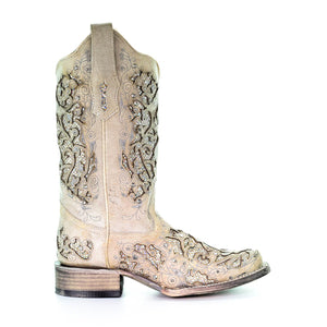 Women's Corral White Glitter Inlay Boot