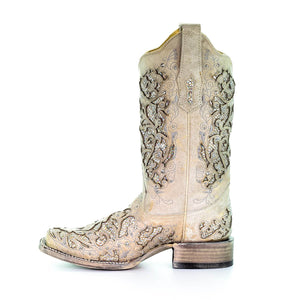 Women's Corral White Glitter Inlay Boot