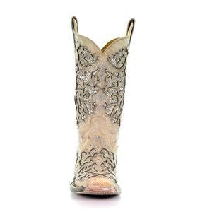 Women's Corral White Glitter Inlay Boot