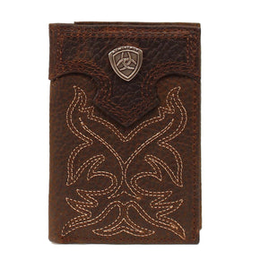 Ariat Men's Premium Brand Trifold Brown Wallet