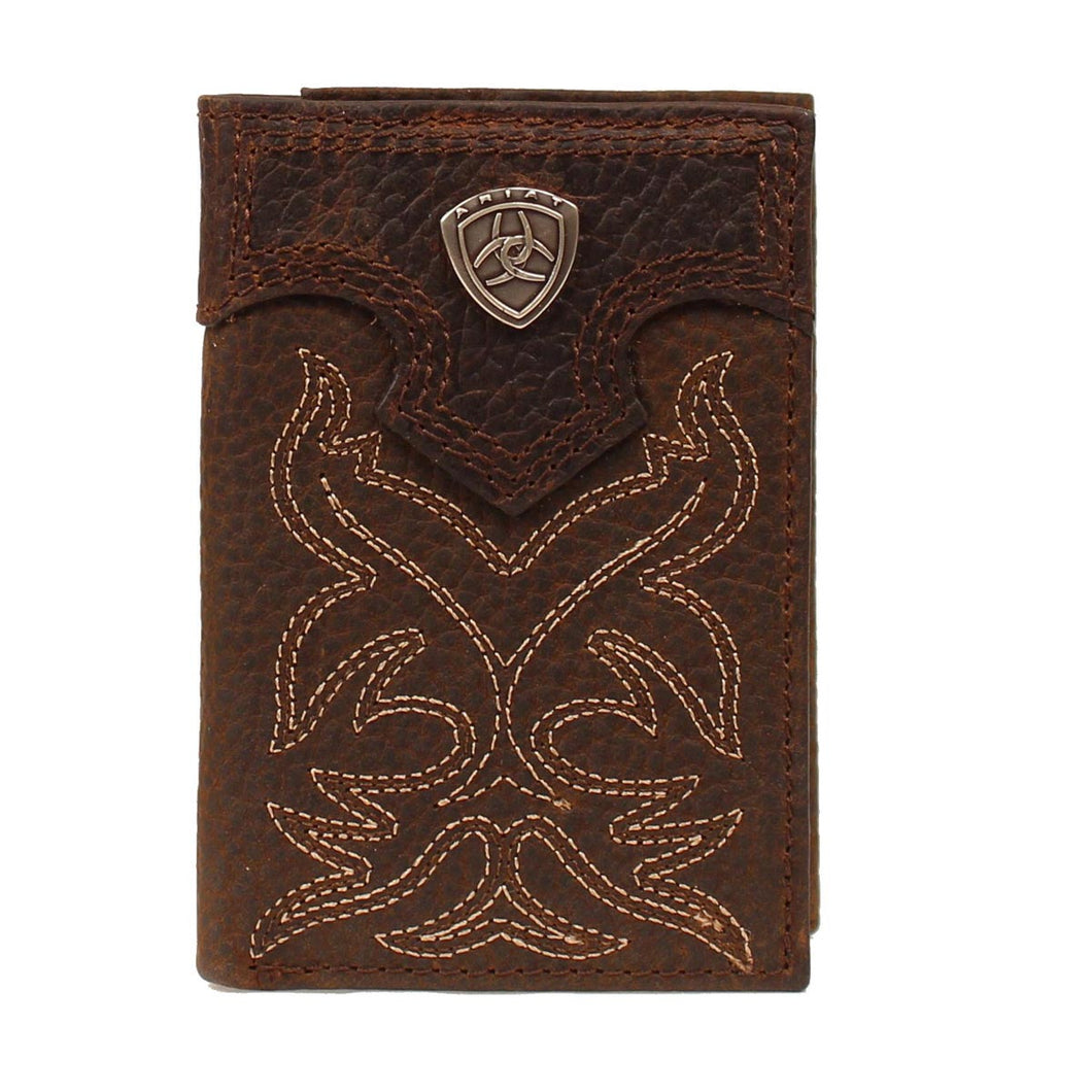 Ariat Men's Premium Brand Trifold Brown Wallet