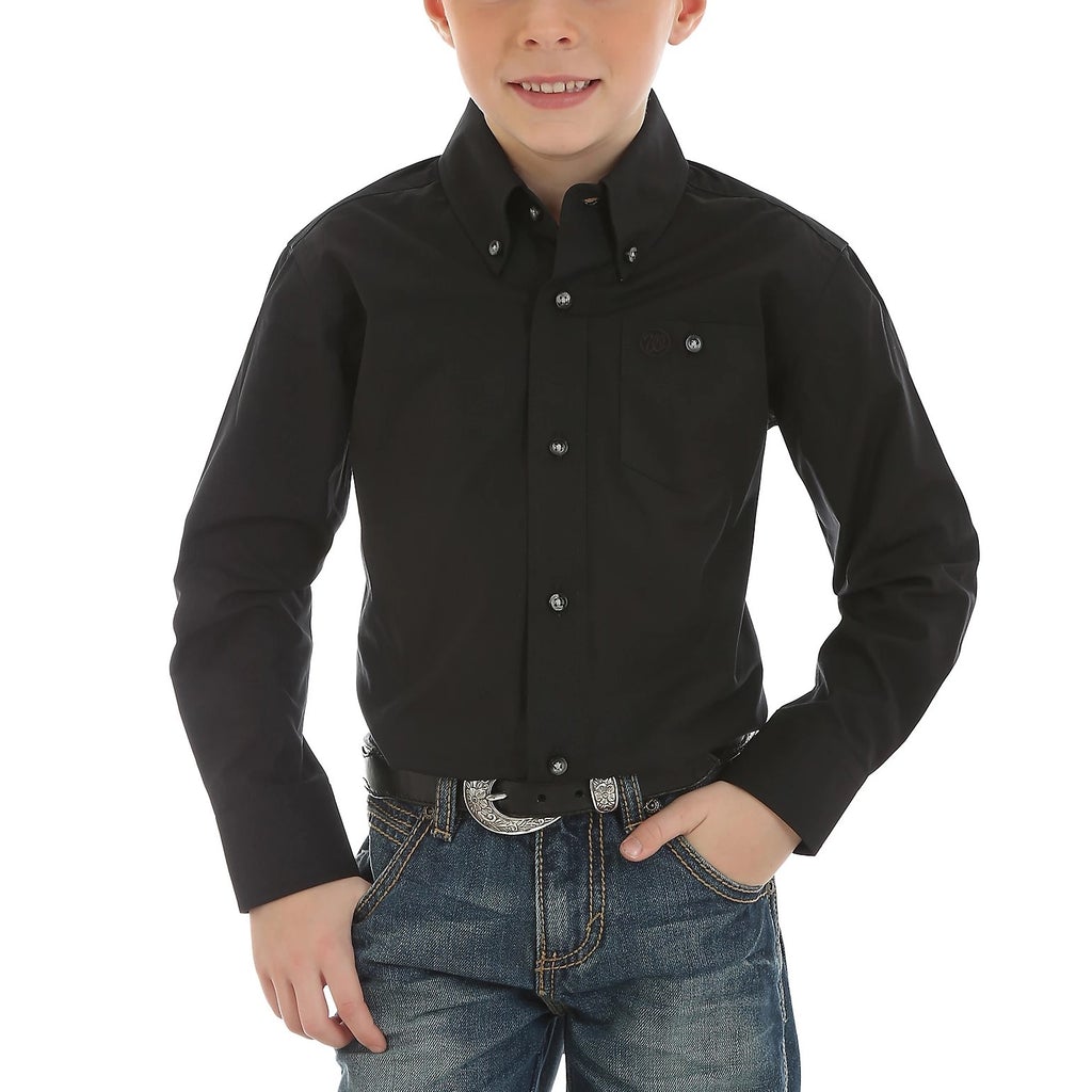 Boy's Wrangler Classic Button Down Solid Shirt