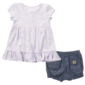 Carhartt Girls Infant Short Sleeve Printed Dress and Diaper Cover
