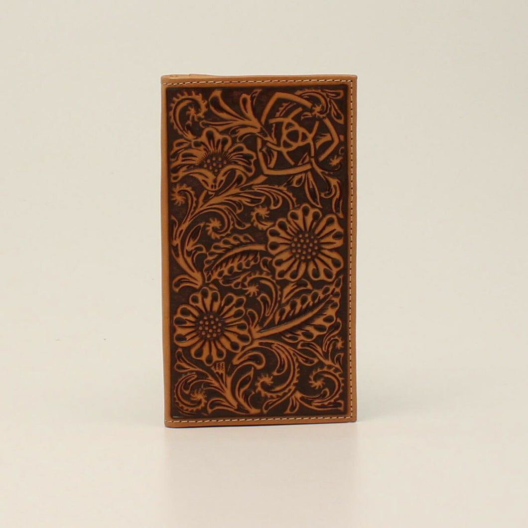 Ariat Embossed Flower Shield Tan- Accessories Wallet