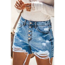 Load image into Gallery viewer, Light Blue Ripped Jean Shorts
