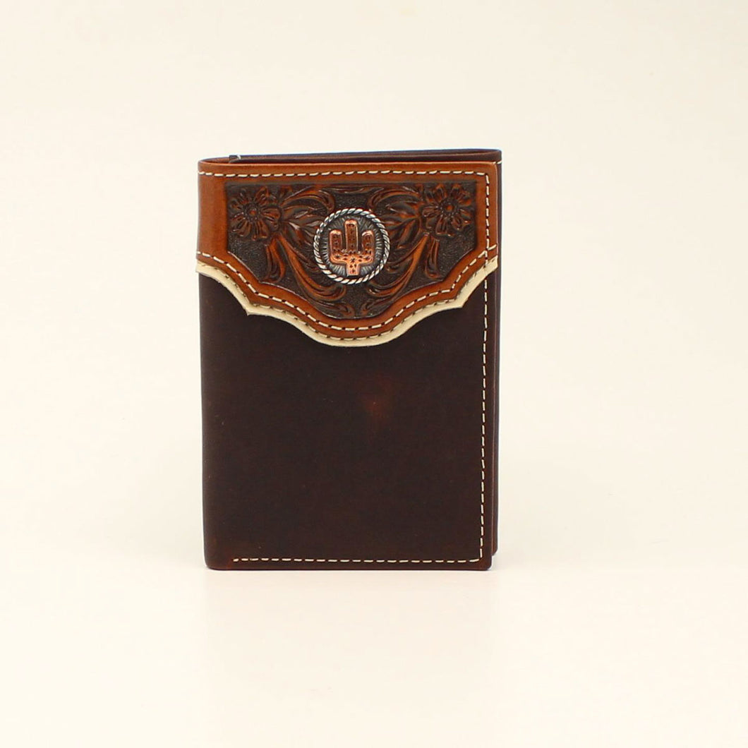 NOCONA TRIFOLD WALLET FLORAL EMBOSED OVERLAY CACTUS