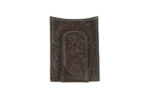 Ariat Floral Embroidery Dark Brown Card Case