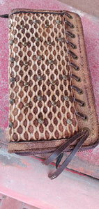 Corral Ld Studs & Woven Camel-Chocolate Wallet