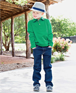 Boy's Rugged Butts Emerald Long Sleeve Polo Shirt