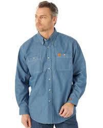 Wrangler Men's Riggs Workwear Lightweight Work Shirt, Medium, Blue